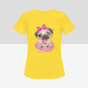 Pug of Tea Women's Cotton T-Shirt-Apparel-Apparel, Pug, Shirt, T Shirt-Yellow-Small-2