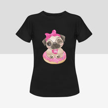 Load image into Gallery viewer, Pug of Tea Women&#39;s Cotton T-Shirt-Apparel-Apparel, Pug, Shirt, T Shirt-Black-Small-3