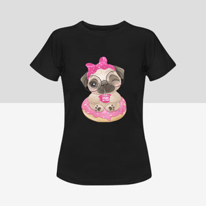 Pug of Tea Women's Cotton T-Shirt-Apparel-Apparel, Pug, Shirt, T Shirt-Black-Small-3