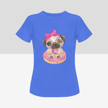 Load image into Gallery viewer, Pug of Tea Women&#39;s Cotton T-Shirt-Apparel-Apparel, Pug, Shirt, T Shirt-Blue-Small-4