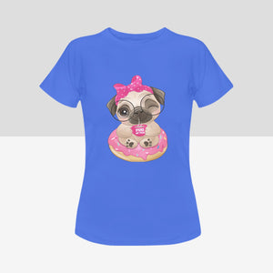Pug of Tea Women's Cotton T-Shirt-Apparel-Apparel, Pug, Shirt, T Shirt-Blue-Small-4