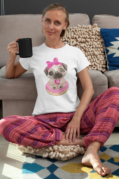 Pug of Tea Women's Cotton T-Shirt - 5 Colors-Apparel-Apparel, Pug, Shirt, T Shirt-White-Small-1