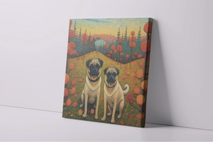 Pugs in Autumn's Embrace Framed Wall Art Poster-Art-Dog Art, Home Decor, Poster, Pug-4