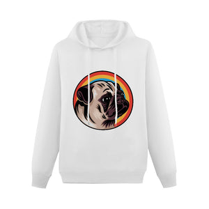 Retro Pug Love Women's Cotton Fleece Hoodie Sweatshirt-Apparel-Apparel, Hoodie, Pug, Sweatshirt-White-XS-4