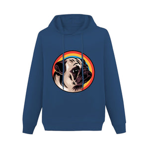 Retro Pug Love Women's Cotton Fleece Hoodie Sweatshirt-Apparel-Apparel, Hoodie, Pug, Sweatshirt-Navy Blue-XS-3