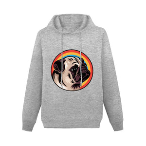 Retro Pug Love Women's Cotton Fleece Hoodie Sweatshirt-Apparel-Apparel, Hoodie, Pug, Sweatshirt-Gray-XS-2