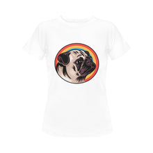 Load image into Gallery viewer, Retro Pug Love Women&#39;s Cotton T-Shirts-Apparel-Apparel, Pug, Shirt, T Shirt-White-Small-2