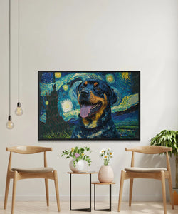 Starry Night Serenade Rottweiler Wall Art Poster-Art-Dog Art, Dog Dad Gifts, Dog Mom Gifts, Home Decor, Poster, Rottweiler-3