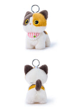 Load image into Gallery viewer, Calico Cat Plush Keychain - Adorable Standing Kitty - Big Eyes and Scarf