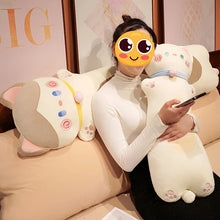 Load image into Gallery viewer, Long Silver and White Cat Plush Body Pillow - Swirly Pink Cheeks - Large to Super Giant Size-Home Decor-Cats,Home Decor,Pillows,Stuffed Animal-8