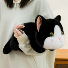 Load image into Gallery viewer, Black Cat Plush Toy - Big-Eye Belly Flop Chibi Design