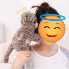 Load image into Gallery viewer, Realistic Grey and White Tabby Cat Plush Toy - Adorable Standing Curious Cat