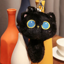 Load image into Gallery viewer, Black Cat Bag Charm - Big Blue Eyes Black Cat-2
