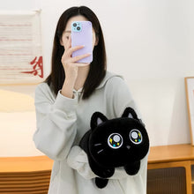 Load image into Gallery viewer, Black and White Cat Plush Toy and Pillow - Big-Eye Belly Flop Chibi Design-Stuffed Animals-Black and White Cat,Cats,Home Decor,Pillows,Stuffed Animal-16
