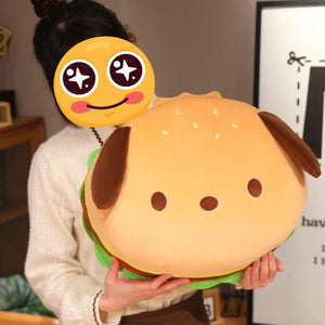 Cutest Hamburger Beagle Round Plush Pillows-Stuffed Animals-Beagle, Home Decor, Pillows, Stuffed Animal-3