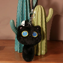 Load image into Gallery viewer, Black Cat Bag Charm - Big Blue Eyes Black Cat-3