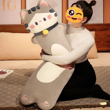 Load image into Gallery viewer, Long White Cat Plush Body Pillow - Swirly Pink Cheeks - Large to Super Giant Size-Home Decor-Cats,Home Decor,Pillows,Stuffed Animal,White Cat-9