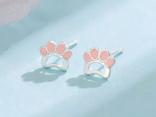 Load image into Gallery viewer, Pink Dog Paw Silver Earrings-Dog Themed Jewellery-Dog Memorial Gifts,Dog Mom Gifts,Earrings,Jewellery-7