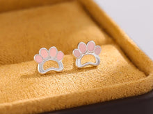 Load image into Gallery viewer, Pink Dog Paw Silver Earrings-Dog Themed Jewellery-Dog Memorial Gifts,Dog Mom Gifts,Earrings,Jewellery-8