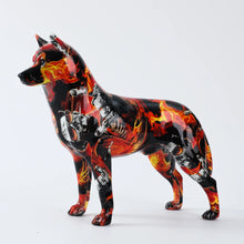 Load image into Gallery viewer, Hydro Dip Graffiti Art Standing Husky Statue-Home Decor-Dog Dad Gifts,Dog Memorial Gifts,Dog Mom Gifts,Home Decor,Siberian Husky,Statue-Flames-14