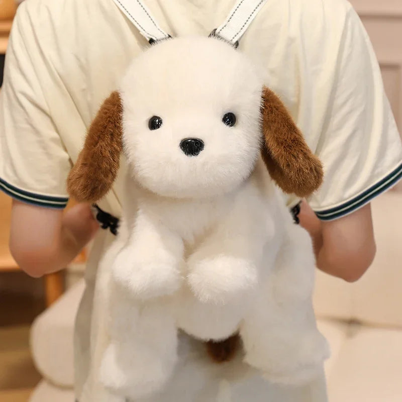 Most Adorable English Springer Spaniel Plush Backpack for Kids-white dog-45cm-1