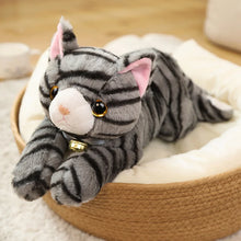 Load image into Gallery viewer, Lifelike Silver Tabby Cat Plush Toy - Sweet Jingle Bell Kitty-14