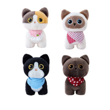 Load image into Gallery viewer, Small Black and White Cat Plush Toy - Adorable Standing Kitty - Big Eyes and Scarf