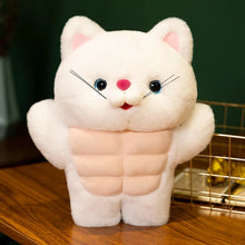 Load image into Gallery viewer, Funny Grey and White Cat Plush Toy - Muscle Cat with Abs-Stuffed Animals-Cat Memorial Gifts,Grey and White Cat,Stuffed Animal-4