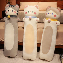 Load image into Gallery viewer, Long White Cat Plush Body Pillow - Swirly Pink Cheeks - Large to Super Giant Size-5