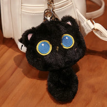 Load image into Gallery viewer, Black Cat Bag Charm - Big Blue Eyes Black Cat-keychain-1