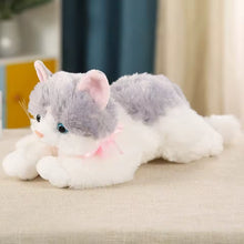 Load image into Gallery viewer, Realistic American Shorthair Cat Plush Toy - Gray and White - Meowing Sound with Blue Eyes with Pink Bow-Stuffed Animals-American Shorthair,Cat Memorial Gifts,Cats,Grey and White Cat,Stuffed Animal-1