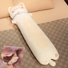 Load image into Gallery viewer, Long White Cat Plush Body Pillow - Swirly Pink Cheeks - Large to Super Giant Size-Home Decor-Cats,Home Decor,Pillows,Stuffed Animal,White Cat-6
