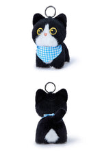 Load image into Gallery viewer, Calico Cat Plush Keychain - Adorable Standing Kitty - Big Eyes and Scarf