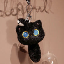 Load image into Gallery viewer, Black Cat Bag Charm - Big Blue Eyes Black Cat-4
