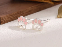 Load image into Gallery viewer, Pink Dog Paw Silver Earrings-Dog Themed Jewellery-Dog Memorial Gifts,Dog Mom Gifts,Earrings,Jewellery-6