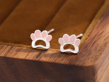 Load image into Gallery viewer, Pink Dog Paw Silver Earrings-Dog Themed Jewellery-Dog Memorial Gifts,Dog Mom Gifts,Earrings,Jewellery-4