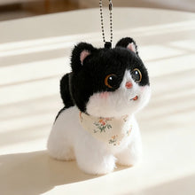 Load image into Gallery viewer, Cute Black and White Cat Bag Charm - Sweet Bandana Kitty-6
