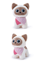 Load image into Gallery viewer, Small Black and White Cat Plush Toy - Adorable Standing Kitty - Big Eyes and Scarf