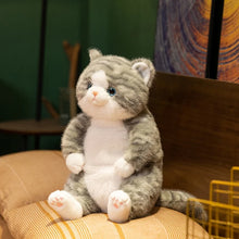 Load image into Gallery viewer, Striped Grey and White Tabby Cat Plush Toy - Adorable Sitting Design-2