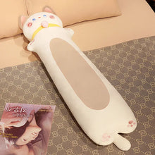Load image into Gallery viewer, Long Brown and White Cat Plush Body Pillow - Swirly Pink Cheeks - Large to Super Giant Size-brown cat-150cm-1