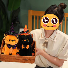 Load image into Gallery viewer, Halloween Orange Cat Plush - Spooky Witch Hat Kitty