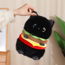 Load image into Gallery viewer, Funny Black Cat Plush Toy - Whimsical Burger Delight