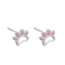 Load image into Gallery viewer, Pink Dog Paw Silver Earrings-Dog Themed Jewellery-Dog Memorial Gifts,Dog Mom Gifts,Earrings,Jewellery-3