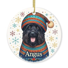Load image into Gallery viewer, Scottie Dog Ornament - Christmas Folk Art Design - Personalize with Photo and Name