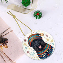 Load image into Gallery viewer, Scottie Dog Ornament - Christmas Folk Art Design - Personalize with Photo and Name