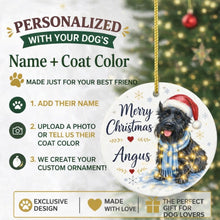 Load image into Gallery viewer, Scottie Dog Ornament - Watercolor Artwork Merry Christmas Design - Personalized with Name-Christmas Ornament-Christmas,Personalize Artwork,Scottish Terrier-2