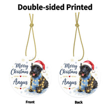 Load image into Gallery viewer, Scottie Dog Ornament - Watercolor Artwork Merry Christmas Design - Personalized with Name-Christmas Ornament-Christmas,Personalize Artwork,Scottish Terrier-4