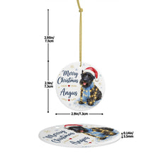 Load image into Gallery viewer, Scottie Dog Ornament - Watercolor Artwork Merry Christmas Design - Personalized with Name-Christmas Ornament-Christmas,Personalize Artwork,Scottish Terrier-5