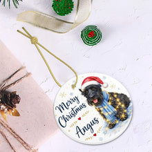 Load image into Gallery viewer, Scottie Dog Ornament - Watercolor Artwork Merry Christmas Design - Personalized with Name-Christmas Ornament-Christmas,Personalize Artwork,Scottish Terrier-6