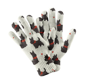 Scottie Dog Love Parade Touch Screen Gloves-Accessories-Accessories, Dog Dad Gifts, Dog Mom Gifts, Gloves, Scottish Terrier-White-1